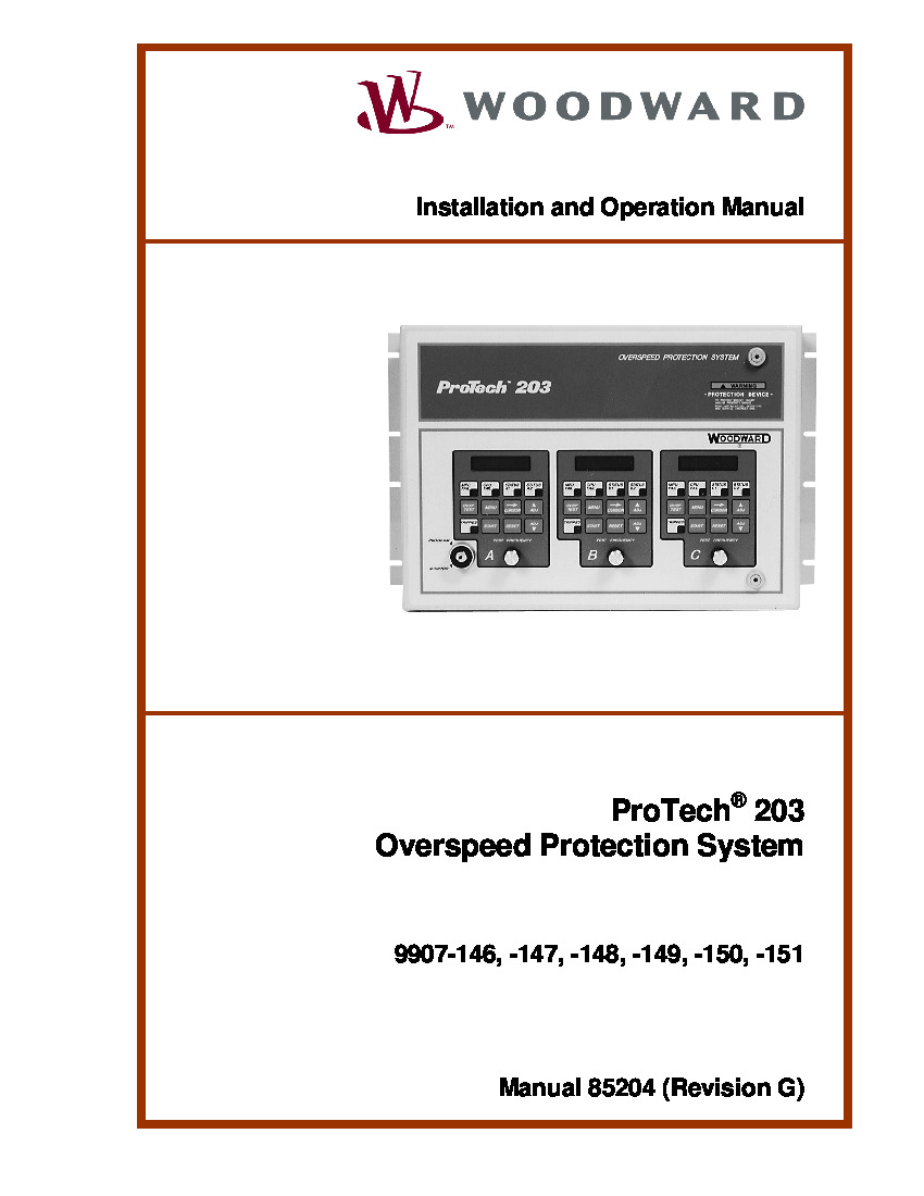 First Page Image of 9907-146 Protech 203 Installation Manual 85204.pdf